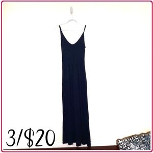 Navy Blue Maxi Summer Dress with Pockets Medium